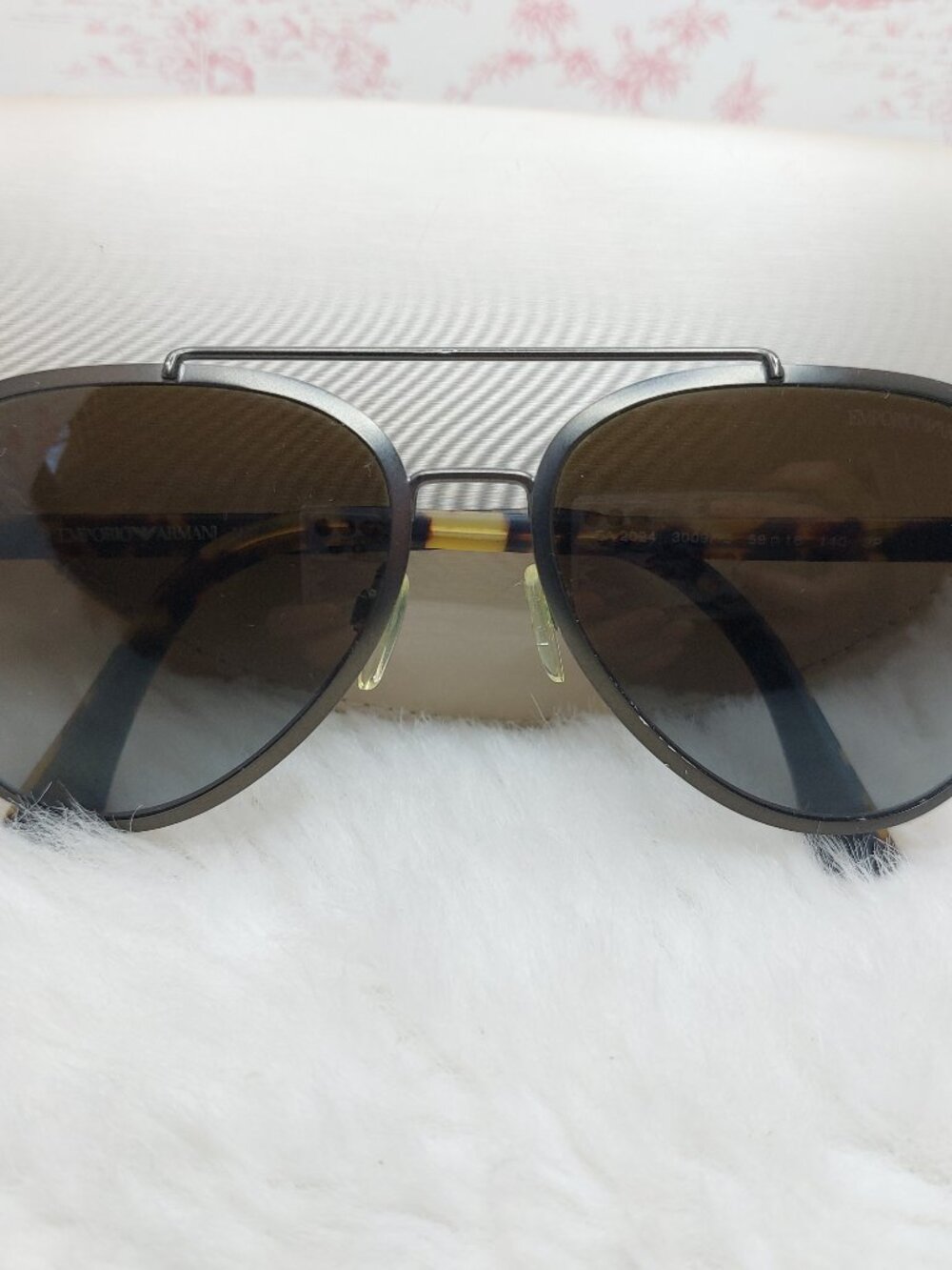 Emporio Armani E3656484 Aviator Sunglasses Matte Black Lens Metal Frame